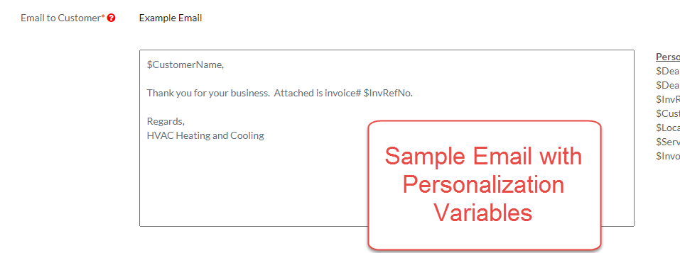 Sample Email with Variables