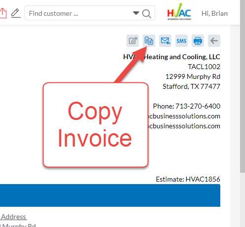 Copy Invoice Button