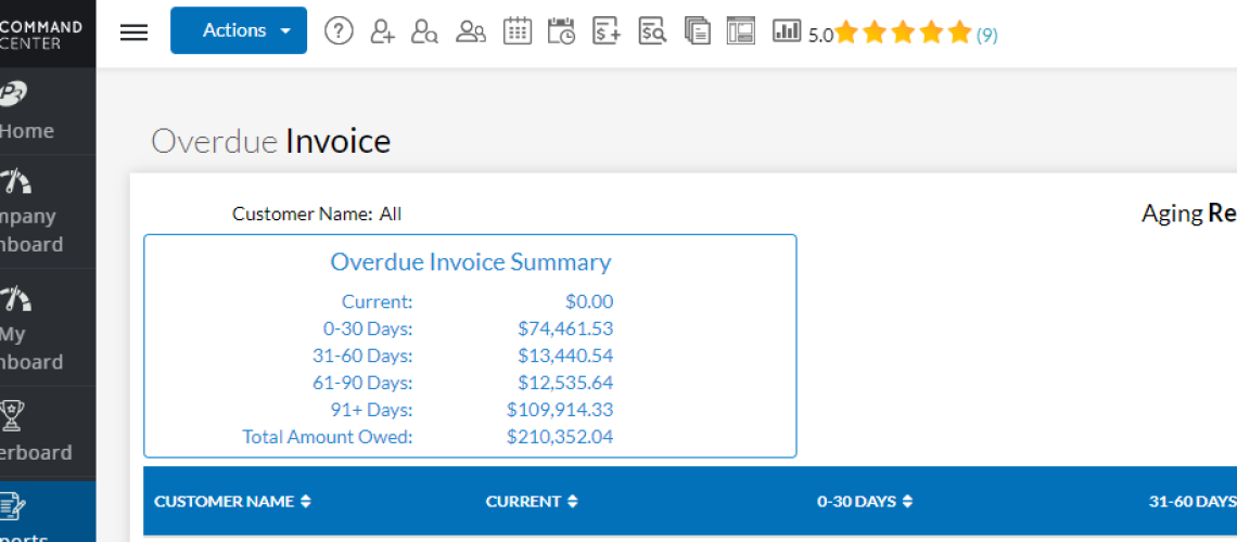 Overdue Invoice Report - Total Amount Due